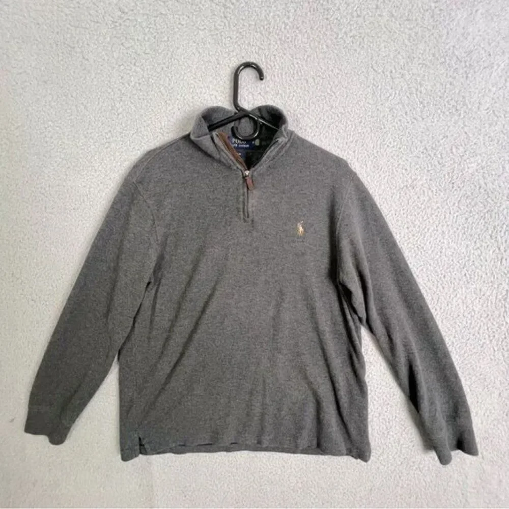 POLO RALPH LAUREN MENS PULLOVER GRAY 1/4 ZIP SIZE M